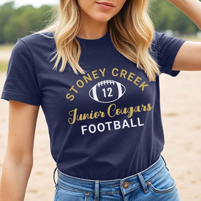 Stoney Creek Junior Cougars Custom Navy Football Tri-Blend Shirt (Von Creator hochgeladen)