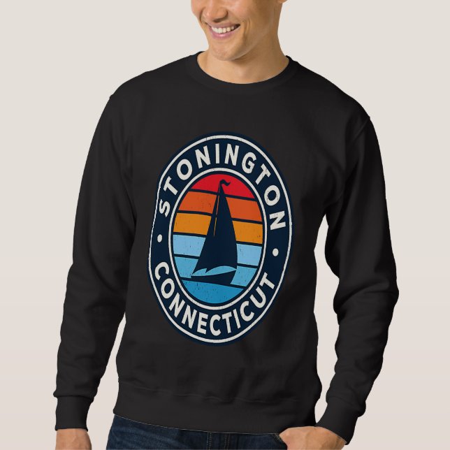 Stonington Connecticut CT Vintage Sailboat Retro 7 Sweatshirt (Vorderseite)