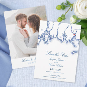 Stonington CT Map Elegant Navy Blue Wedding Save The Date