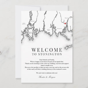 Stonington CT Wedding Welcome Letter Schwarz-weiß Dankeskarte