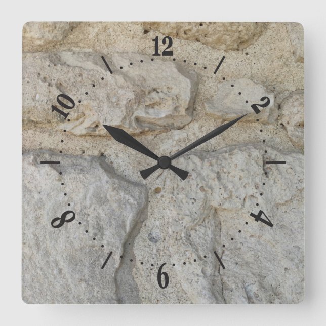 Stony pattern square wall clock quadratische wanduhr (Vorderseite)