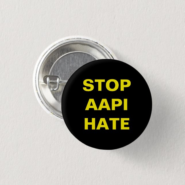 Stop AAPI Hate, black yellow Button (Vorne & Hinten)