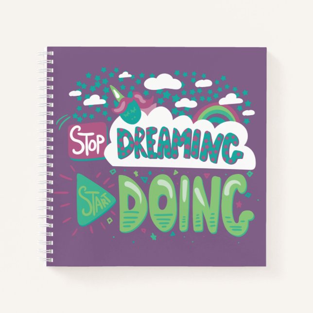 Stop Dreaming, Start Doing Pale Lavender Notizbuch (Vorderseite)