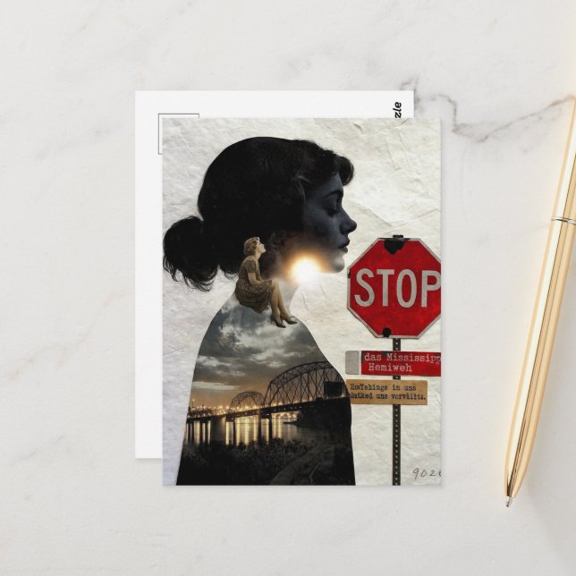 Stop Genieße Dein Leben Frau Collage Postkarte (Vorderseite/Rückseite Beispiel)