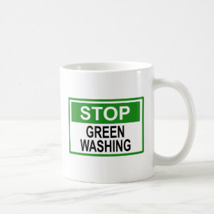 Stop Greenwashing-Schild Kaffeetasse