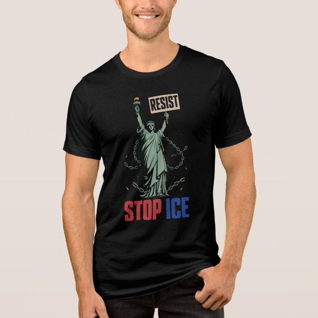 Stop ICE Lustige Freiheitsstatue Widerstehen  Tri-Blend Shirt (Vorderseite)