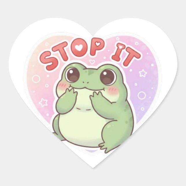 Stop It Frog Sticker Cute Shy Blushing Frog Romant (Vorderseite)