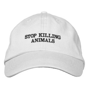 Stop Killing Animals Baseballkappe (Schwarzer Text Bestickte Baseballkappe