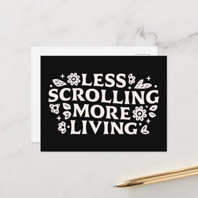 Stop scrolling doomscrolling quotes aesthetic postkarte (Vorderseite/Rückseite Beispiel)