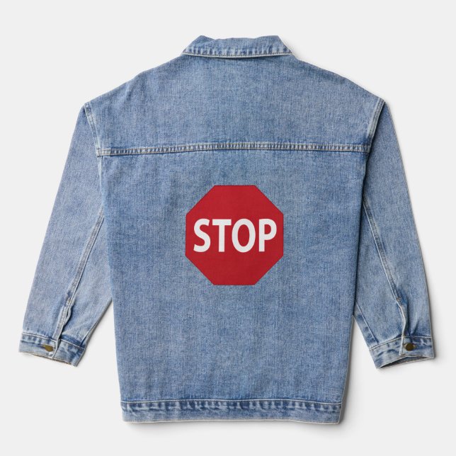 STOP signieren Design Denim Jacket Jeansjacke (Rückseite)