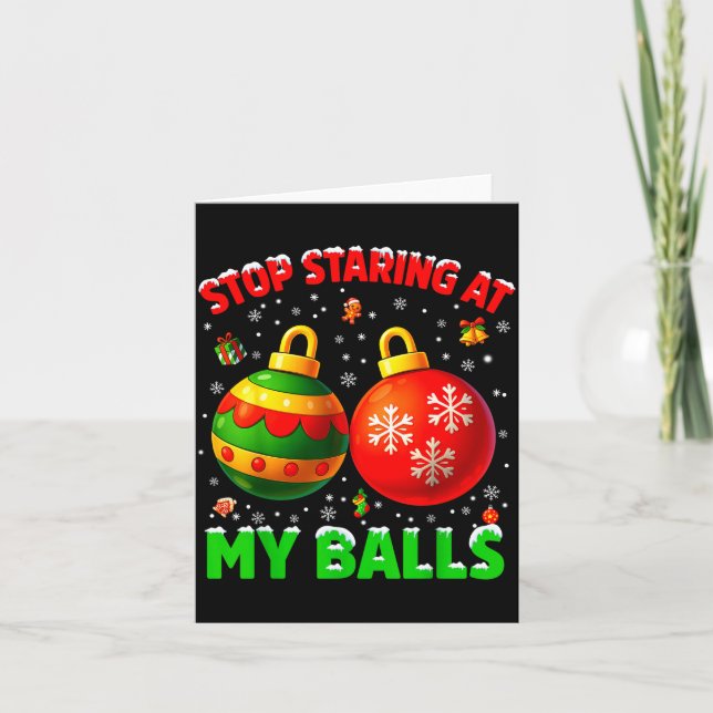 Stop Staring At My Pjs Pajamas Christmas Xmas Men  Karte (Vorderseite)