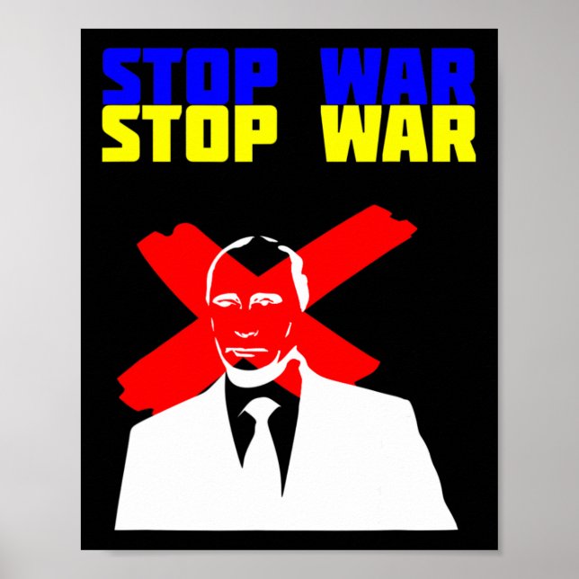 Stop War Anti Putin Face Ukrainian Flag  Poster (Vorne)