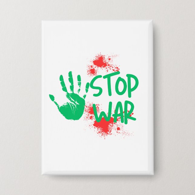 Stop War – Bold Handprint Anti-War Graphic Design Button (Vorderseite)