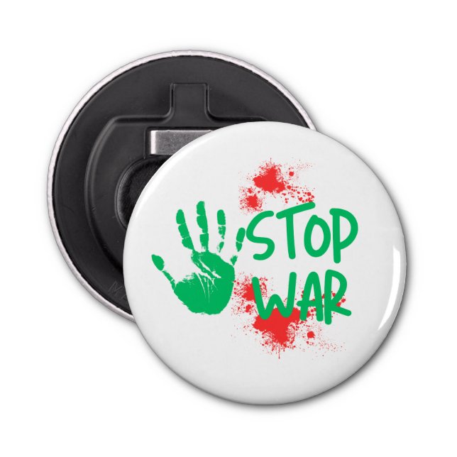Stop War – Bold Handprint Anti-War Graphic Design Flaschenöffner (Vorderseite)