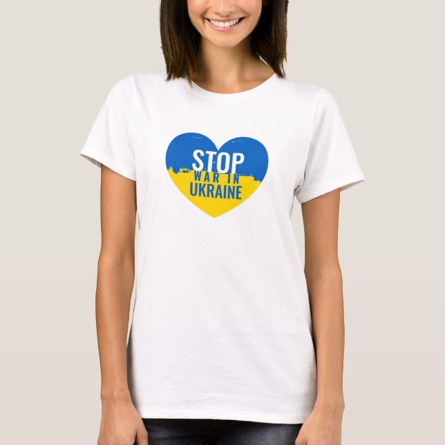 Stop War in Ukraine. Support Ukraine heart.  T-Shirt (Vorderseite)