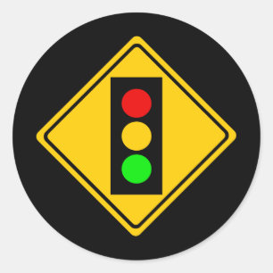 Stoplight Ahead Runder Aufkleber