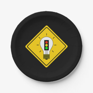 Stoplight-Glühlampe voran Pappteller