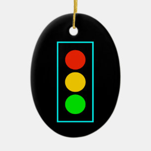 Stoplight mit hellblauer Grenze Keramik Ornament