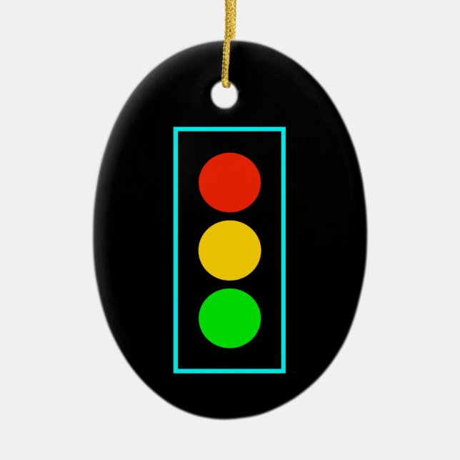 Stoplight mit hellblauer Grenze Keramik Ornament (Vorne)