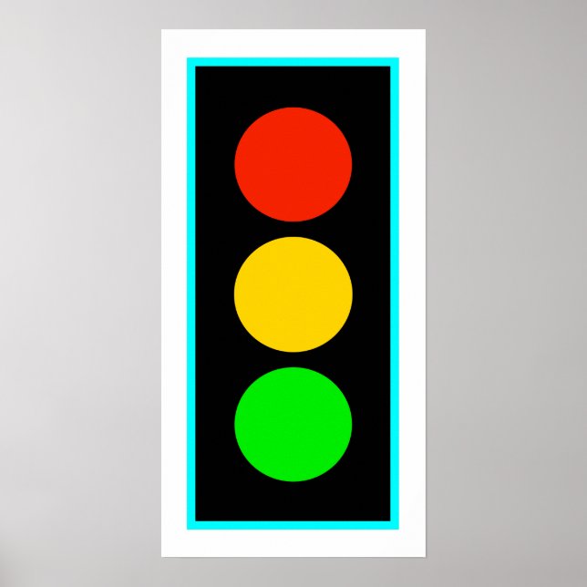 Stoplight mit hellblauer Grenze Poster (Vorne)