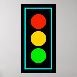 Stoplight mit hellblauer Grenze Poster