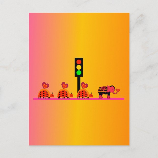 Stoplight mit Herz Karawane, Dreammerhintergrund Postkarte (Vorderseite)