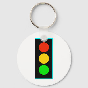 Stoplight with Light Blue Border Schlüsselanhänger