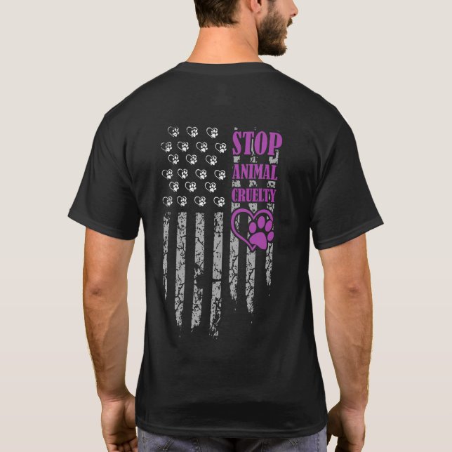 Stopp Animal Cruelty USA Flag Päpsel Lover T-Shirt (Rückseite)