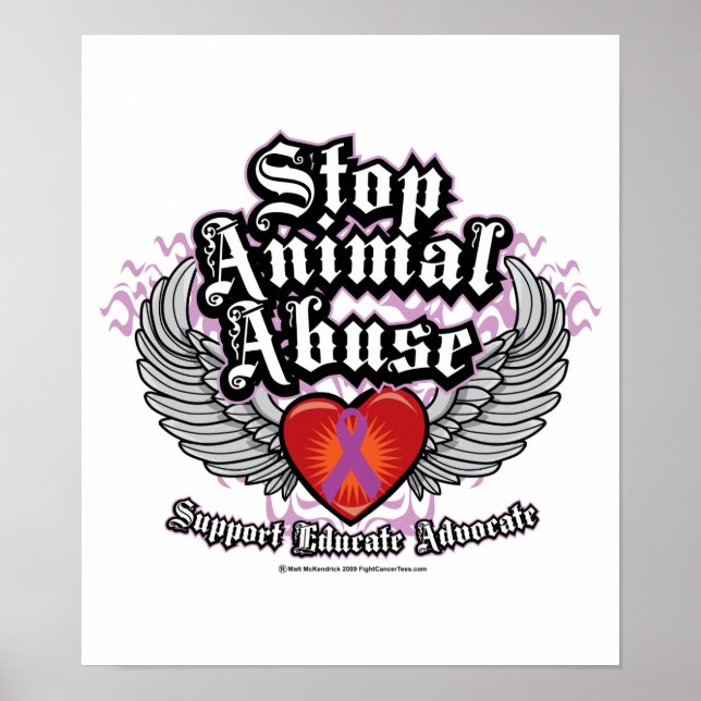 Stopp Animal Missbrauch Wings Poster (Vorne)