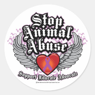 Stopp Animal Missbrauch Wings Runder Aufkleber