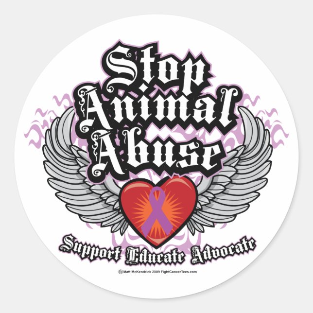 Stopp Animal Missbrauch Wings Runder Aufkleber (Vorderseite)