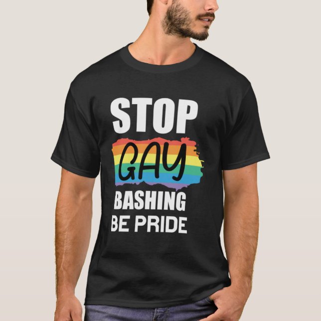 Stopp Bashing sein Pride Lesbian Bisexuelle Trans  T-Shirt (Vorderseite)