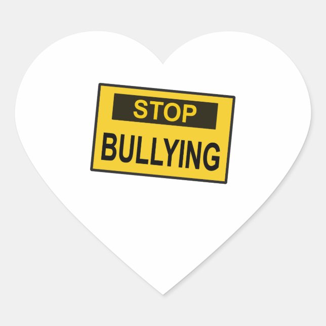 Stopp Bullying Sign Gelb Herz-Aufkleber (Vorderseite)