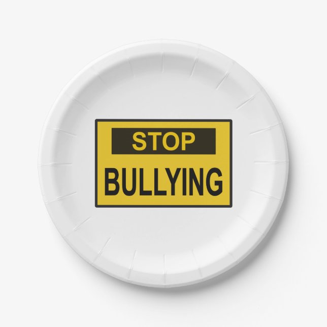 Stopp Bullying Sign Gelb Pappteller (Vorderseite)