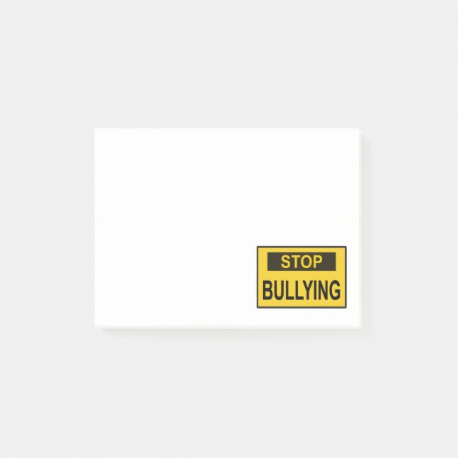 Stopp Bullying Sign Gelb Post-it Klebezettel (Vorderseite)