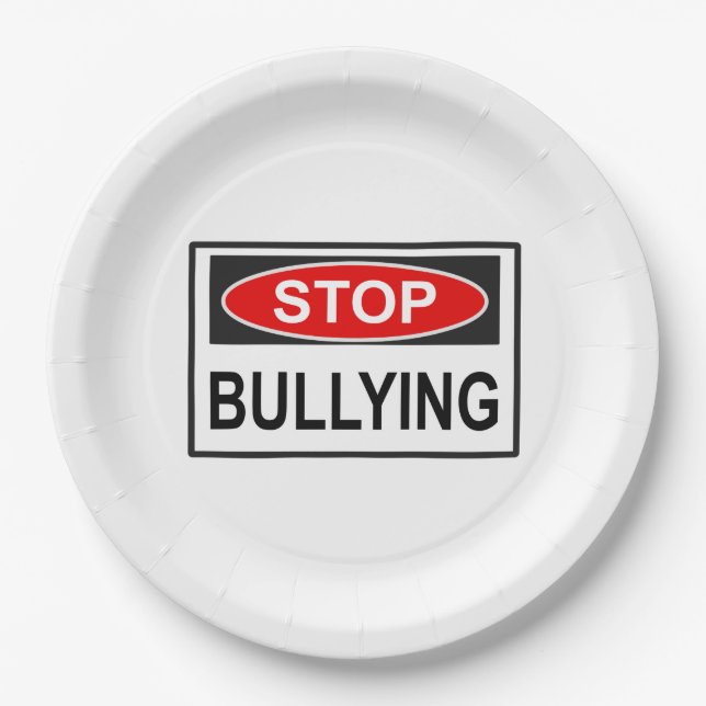 Stopp Bullying Sign red Pappteller (Vorderseite)