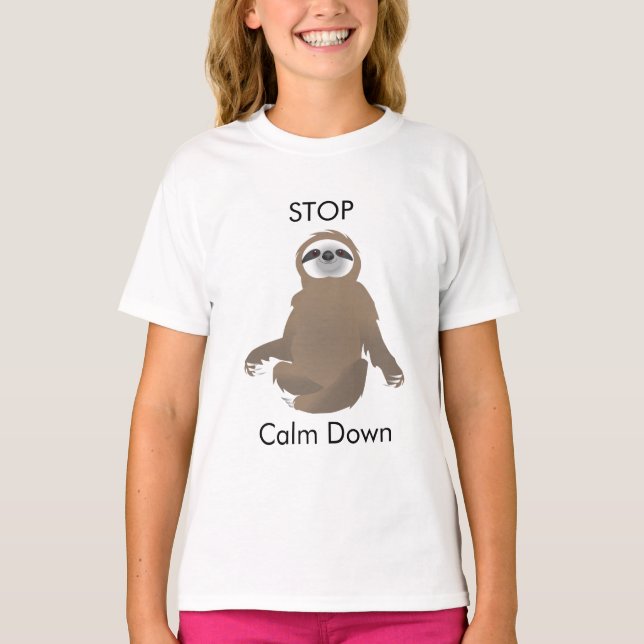Stopp Caldown Brown Sloth T-Shirt (Vorderseite)