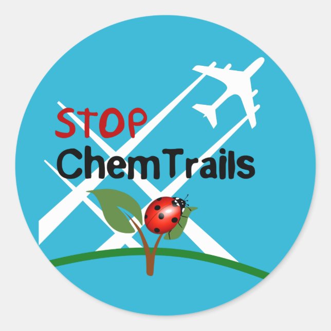 Stopp Chemtrails Lady Bug Ecocide Runder Aufkleber (Vorderseite)