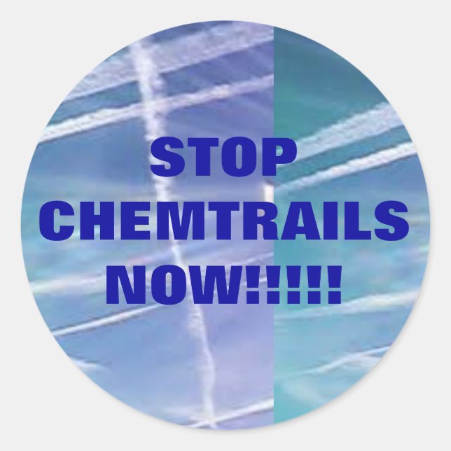 Stopp Chemtrails Now!! Runder Aufkleber (Vorderseite)