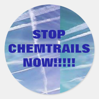 Stopp Chemtrails Now!! Runder Aufkleber