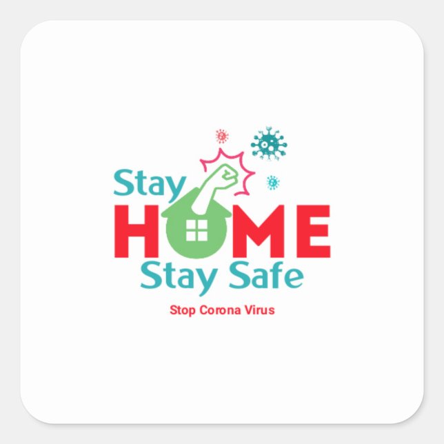Stopp Corona Quadratischer Aufkleber (Vorderseite)