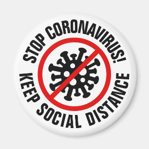 Stopp CoronaVirus Logo Magnete mit eigenem Slogan