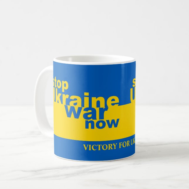 Stopp des ukrainischen Krieges Jetzt Flaggensieg f Kaffeetasse (Vorderseite Links)