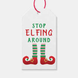 Stopp Elfing Around Funny Christmas Sprichwort Gre Geschenkanhänger