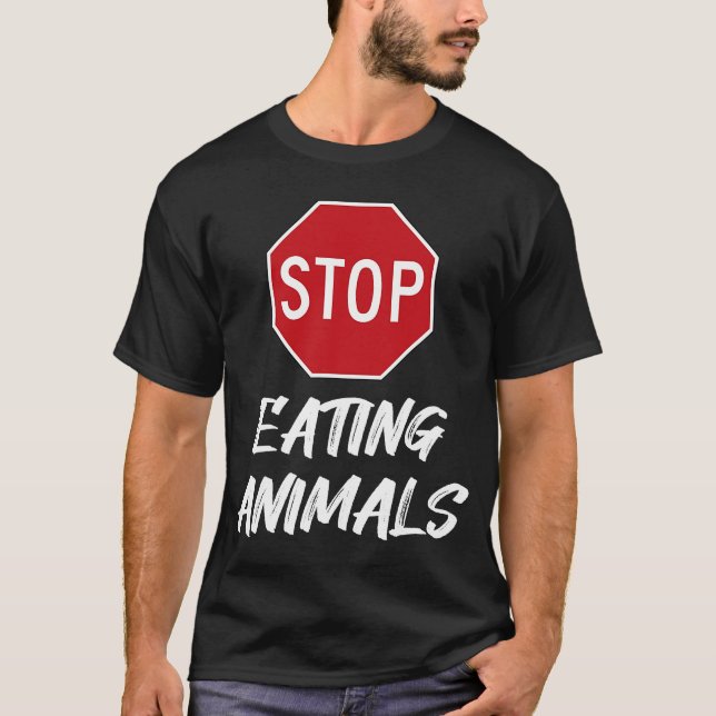 Stopp Essen Tiere Signieren Vegane vegetarische Gr T-Shirt (Vorderseite)