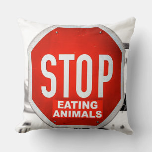 Stopp Essen Tiere Vegetarier Vegan Kissen