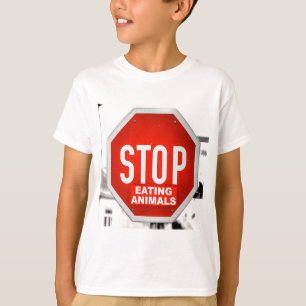 Stopp Essen Tiere Vegetarier Vegan T-Shirt