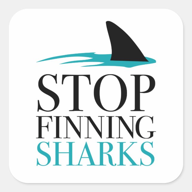 STOPP FINNING SHARKS QUADRATISCHER AUFKLEBER (Vorderseite)