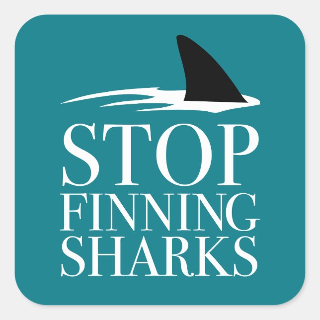 STOPP FINNING SHARKS QUADRATISCHER AUFKLEBER (Vorderseite)