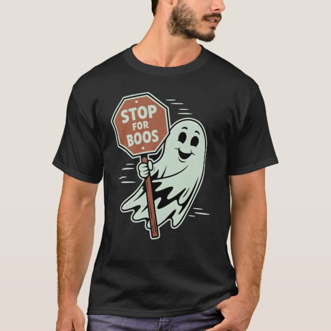 Stopp für Boos Halloween Ghost Trunk oder Leckerei T-Shirt (Vorderseite)